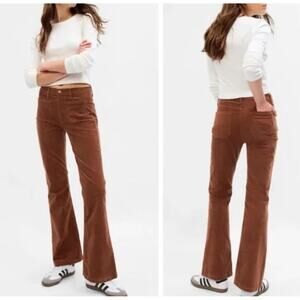 GAP 70's Flare High Rise Coduroy Patch Pocket Bell Bottom Pants Brown 27 / 4